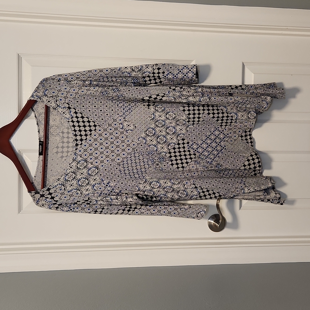 Blue and white blouse, 2X